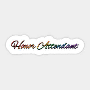 Rainbow Colored Honor Attendant Wedding Typography Sticker